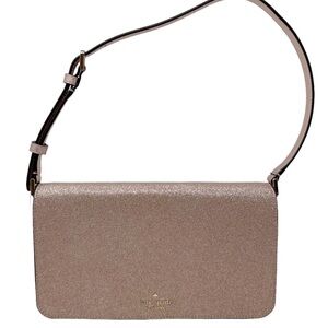 Kate Spade Smooth Glitter Tinsel Flap Shoulder Bag In Rose Gold KE595 $329